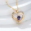 Birth Stone Halsband Kvinna Rose Gold Birthstone Love Halsband Pendant Set With Diamond Heart Necklace Halsband