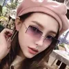 Sunglasses Fashion Woman Sun Glasses Retangle Shape Rimless Cut Edge Metal Leg Women High Quality Female Sunglass