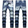 Herenjeans Big Size 40 42 Europa Modestijl Heren Jenas Denim Broek Gedrukt Streepgat Skinny Broek Slanke Blauw Voor Echtgenoot 8816