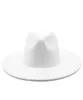 Sombrero Fedora de ala ancha clásico, sombreros de lana blancos y negros, sombrero de invierno triturable para hombres y mujeres, sombreros de Jazz para Iglesia de boda Derby 2207051457960