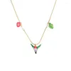 Ensemble collier et boucles d'oreilles pour femmes, bijoux d'été en forme de forêt tropicale, feuilles d'oiseaux, tendance 2024