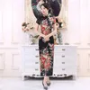 Etniska kläder kinesiska traditionella klänningsblomma tryck elegant kortärmad cheongsam stativ krage täta kroppskon kvinnor