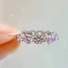 2024 Top Verkauf Trauringe Luxus Schmuck Soild 100 % 925 Sterling Silber 5 MM Rundschliff Rosa Moissanit Diamant Edelsteine Versprechen Frauen Braut Ring Für Liebhaber Geschenk