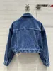 Milan Runway Jacket 2024 Nieuwe Herfst/Winter Polo Kraag Vrouwen Lange Mouw Denim Top Merk Dezelfde Jas Vrouwen designer Jas