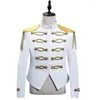 Men's Suits White Steampunk Gothic Blazer Jacket Men Military Marching Band Drummer Music Festival Parade Costume