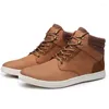 Boots High Top Fashion Leather Sneakers For Man Men's Ankle Shoes Brown Retro Concise Skateborad Mens Shoe FZN20817