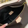 2023 Hot Cowhide Véritable Cuir Véritable Designers de luxe Sacs de taille Cross Body Date Sac à main Célèbre Bumbag Mode Sac à bandoulière Brown Bum Fanny Pack avec trois