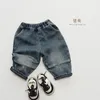 Printemps automne coréen enfants garçon Denim pantalon coton polaire épaissir bébé pantalon taille élastique décontracté enfant en bas âge jean pantalon 240106