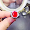 Anéis de cluster 925 prata esterlina rubi anel masculino carregando certificado caixa de jóias requintada