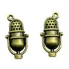 Breloques 10 pièces 26x13mm, Microphone pour la fabrication de bijoux, composants de bricolage, Bronze plaqué argent Antique