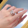 Cluster Rings Springlady Romantic 925 Sterling Silver Butterfly Lab Sapphire Gemstone Ring For Women Wedding Party Gifts Jewets