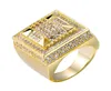 personalized Jewelry Gold White Gold Plated Mens Diamond Iced Out Man Hiphop Rapper Finger Rings Square Pinky Ring for Men Gifts f8441378