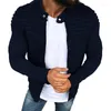 Men's Jackets Sports Casual Men Jacket Autumn Pleats Slim Stripe Fit Zipper Long Sleeve Coat Comfortable Solid Cardigan Coats