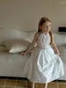 Robes de fille mignonne robe à bretelles Spaghetti Style espagnol sans manches robe d'été à fleurs brodées vêtements pour enfants d'anniversaire 9T