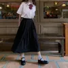 Ensembles de vêtements taille élastique étudiant japonais filles uniforme scolaire doux couleur unie costume JK jupe plissée courte / moyenne / longue robe haute