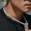 El precio más barato Hiphop Iced Out 10mm moissanita con púas 14k chapado en oro cadena de eslabones cubanos