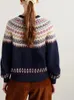 Женский вязаный свитер для женщин 2024, мохерово-шерстяной однобортный винтажный кардиган с геометрическим узором, связанный крючком, с длинными рукавами