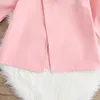 8-12y 가을 소녀 긴 소매 핑크 코트 핑크 모자 단색의 보우 매듭 정장 휴가 휴가의 옷 아이의 옷 240106