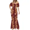 Casual Dresses Luxury Ladies Formal Occasions Fishtail Dress Off-The-Shoulder Tight Polynesian Print Fashion Elegant Summer