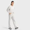 designer LL Yoga pantaloni adattati allo stato con orlo diviso pantaloni lunghi da jogging dritti in tessuto morbido a vita alta da donna mostra gambe yoga fitness