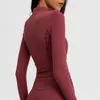 Al Women's Yoga långa ärmar jacka outfit full zip cardigan fast färg naken sportformning midja tätt fitness kort lös jogging sportkläder för dam