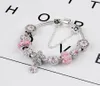 Argento sterling 925 rosa perle di vetro di Murano fascino braccialetto fiore di ciliegio catena adatta P braccialetto europeo creazione di gioielli braccialetto fai da te ciondolo margherita donne5253548