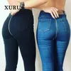 Women's Jeans XURU-Europe And The United States Personality Back Zipper Women Nightclub Cotton Slim Black Long K34-836