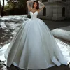 Bajeczne suknie balowe suknie ślubne plisowane bez rękawów suknie ślubne Siez pociąg satynowy vestido de novia 415