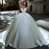 Favolosi abiti da sposa con abiti da ballo Abiti da sposa senza maniche pieghettati Sweep Train Satin Vestido De Novia