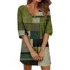 Casual Dresses Women's Spring and Fall Fashion V Neck Mid 3/4 Sleeved Dress Summer sundress för kvinnor långärmad