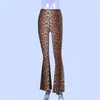 Pantalon féminin High Taist Leopard Print Flare Leggings 2024 automne d'hiver Women Fashion Sexy Bodycon Tablers Club