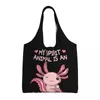 Shopping Bags Custom Exotic Salamander Animal Axolotls Canvas Bag Women Durable Large Capacity Groceries Shopper Tote Handbags