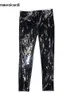 Mauroicardi Printemps Maigre Sexy Brillant Réfléchissant Extensible Noir Verni Pu Pantalon En Cuir Hommes Y2K Streetwear Club Party Night Wear 240106