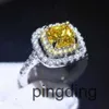 Ontwerper PT950 geplatineerde Mosan voorstel prinses vierkante diamanten ring