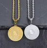 Gold Silver Mens Charm Fashion Bible Round Pendant Necklace Hip Hop Stainless Steel Jewelry Micro Rock Men Women Chain Necklaces F9792847