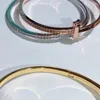 Luxe merk T-armband mode-paar titanium stalen manchetarmband hoge kwaliteit 18k gouden designer armband sieraden met doos
