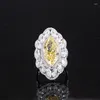 Clusterringen Lente Qiaoer 9 18MM Olijfpaarse diamanten ring met hoog koolstofgehalte voor vrouwen Sieraden 925 zilver Feest Verjaardagscadeau