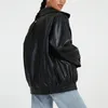 Jaquetas femininas de couro oversized falso motocicleta plus size moto biker casaco outono roupas moda 2024