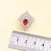 Necklace Earrings Set XUTAAYI Sterling Silver Wedding For Women Red Zircon Bracelet Pendant Ring Gift Box