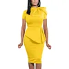 Casual Summer High Quality Bow O Neck Short Sleeve Slim Midi Dress Lady Bodycon Office Work Dresses for Women Professional 240106