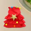 Dog Apparel Adjustable Pet Cloak Festive Christmas With Plush Ball Star Decor Ruffle Hem Winter Holiday Cape For Cat Cosplay