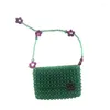 Abendtaschen Retro Achatgrün handgewebte Handkristallperlen für Frauen personalisierte hohle Damen-Umhängetasche Anpassung