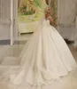 Luxus Neuankömmling Dubai Hochzeitskleid 2024 Sheer Neck Illusion Sleeves Puffy Perlen Kristall Prinzessin Brautkleider Vestidos De Noiva Nach Maß