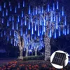 LED LED Solar LED في الهواء الطلق مقاوم للماء ، FIREOR Meteor Shower Lights GARLAND 144 LEDS Holiday Party حفل زفاف عيد الميلاد 22932