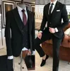 Trajes para hombres negro Slim Fit hombres 3 piezas esmoquin novio boda esmoquin Terno Masculino De Pour Hommes Blazer (chaqueta pantalones chaleco)