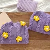 Purple Flower Dog Clothes Autumn Teddy Sweater Pet Warm Knit Schnauzer Pullover Fashion Två benkläder 240106