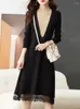 Casual Dresses E Streetwearmaxi Es For Women Rsvppap Officials Store W4M 23 Autumn And Winter Wear With Sweater Mature Wind Half High Dress