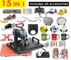 الترقيات 3038 سم 15 في 1 Combo Heat Press Machine 2D تسامي طباعة آلة القماش Tshirt Cap Plates Case2922616