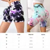 Naadloze tie-dyed shorts hoge taille dames sportdoek strakke pasvorm leggings hip lift yogabroek push-up fitness 240106