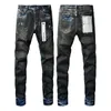 Jeans viola firmati Pantaloni denim Jeans da uomo Jeans firmati Uomo Pantaloni neri Abbigliamento da moto slim fit jeans da motociclista dritto retrò strappato di alta qualità